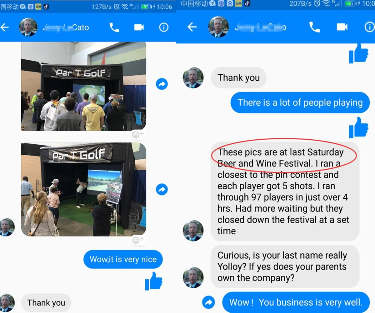 clients' feedback of inflatable golfshot training tent(1)
